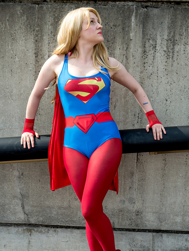 Sexy Supergirl Cosplay Costume Bodysuit For Halloween